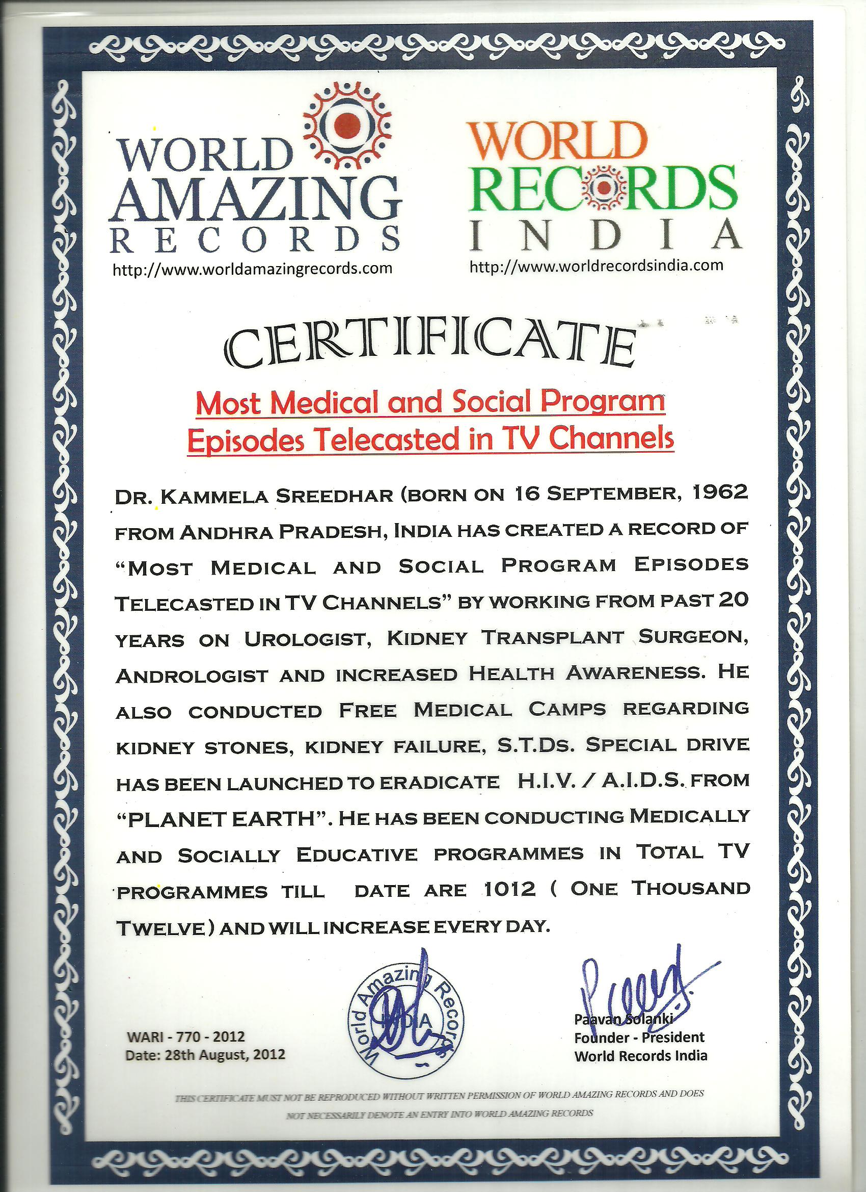 World Records in Media & Health Education
